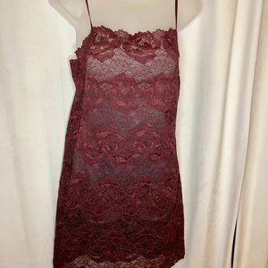 Lace slip dress, deep red NWOT